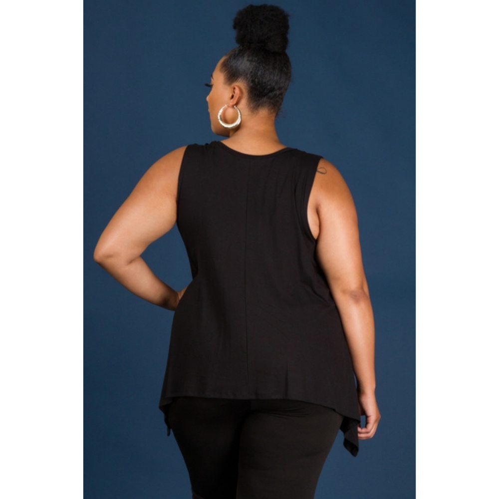 123X PLUS Blessed Sleeveless Loose Fit Top BLACK - Picture 3 of 5